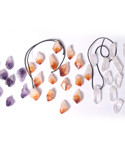 #39 Pingente de pontas com furo de 2,5mm - ametista, citrino e cristal